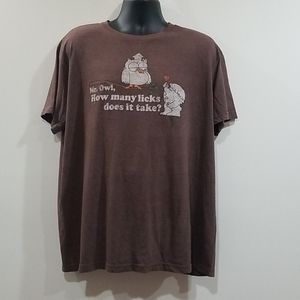Savvy men's brown mr owl how many licks T shirt 2x